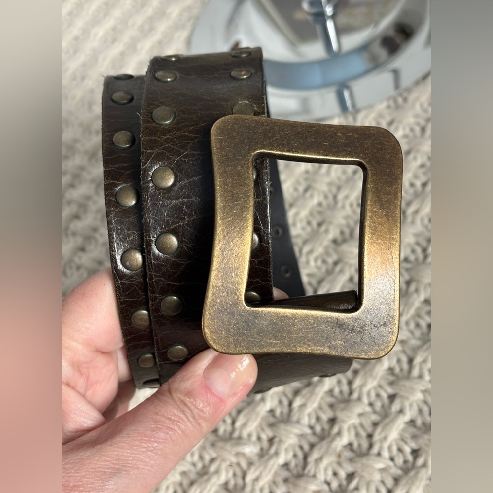 Italian Leather Belt with Stud Details